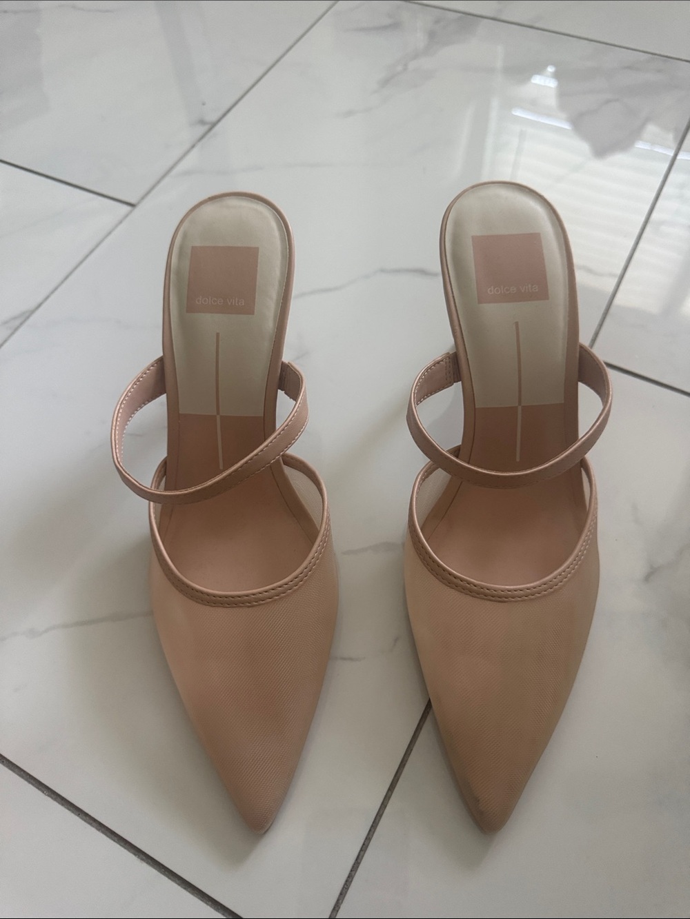 dolce vita Nude Pointed Toe Mule with Strap